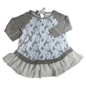 areve Womens Long Sleeve Lace Ruffle Tunic Top Beige & Brown